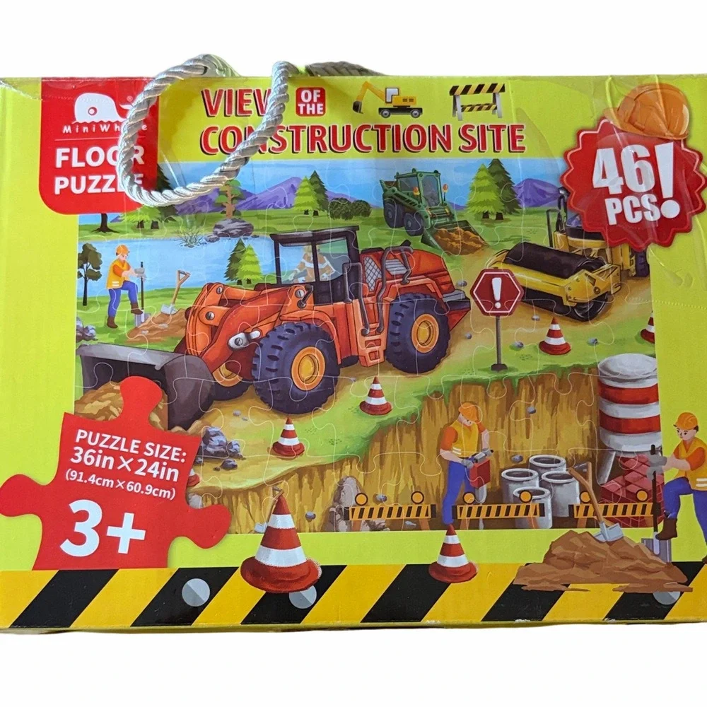 MiniWhale Construction Site Floor Puzzle - 46 Pieces | Ages 3+